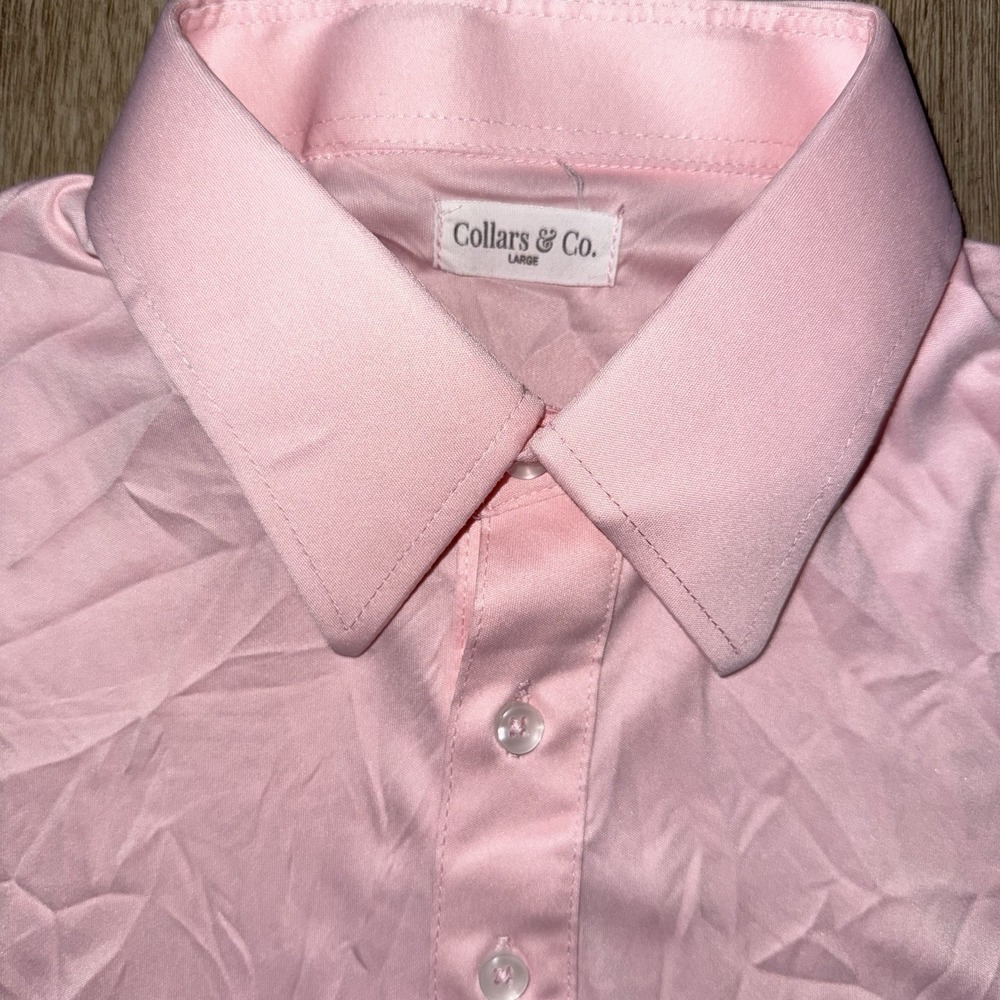 Collars And Co Performance Short Sleeve Dress Collar Polo Men's Large Light Pink